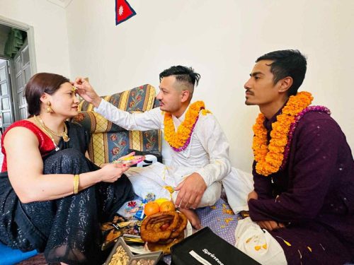 Kamal’s family celebrating Tihar in Lisbon