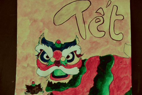 Painting by Kim illustrating the Lunar New Year (Tết)